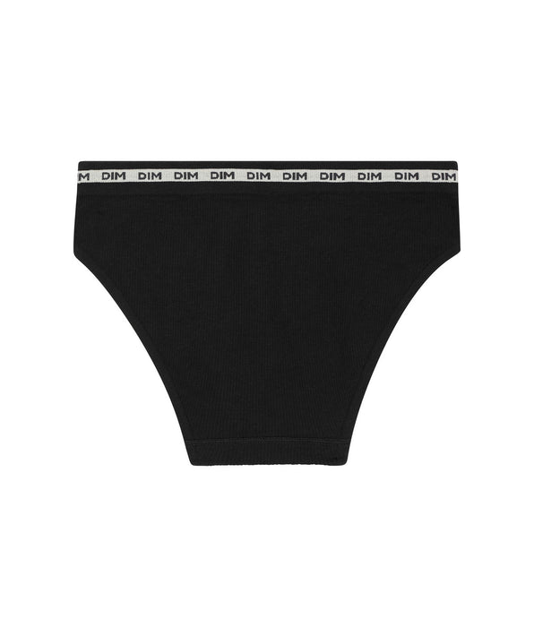 DIM Slip pour fille en tissu côtelé Noir à ceinture beige Dim Icons