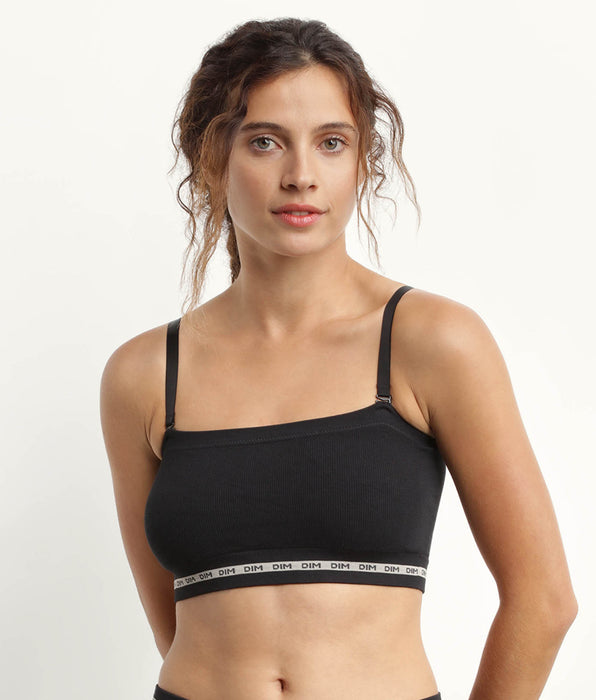 DIM Soutien-gorge bandeau en modal polyamide Noir sans armature Dim Icons Seamless
