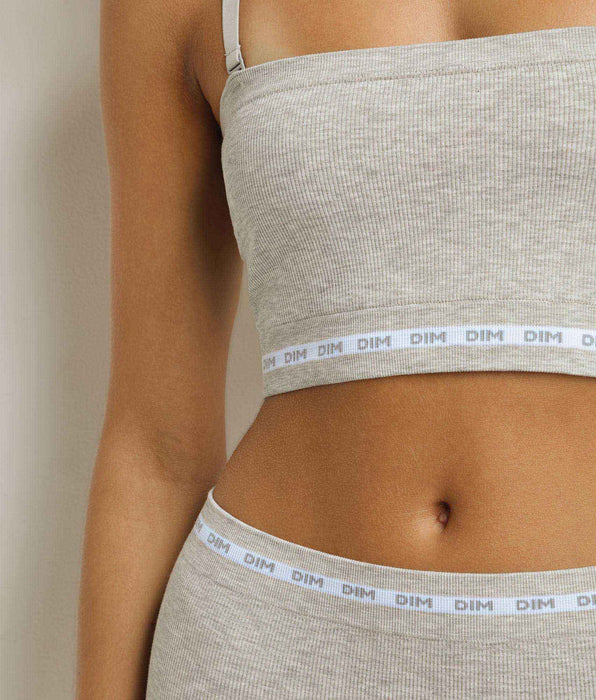 DIM Brassière femme côtelée Gris Chiné Dim Icons