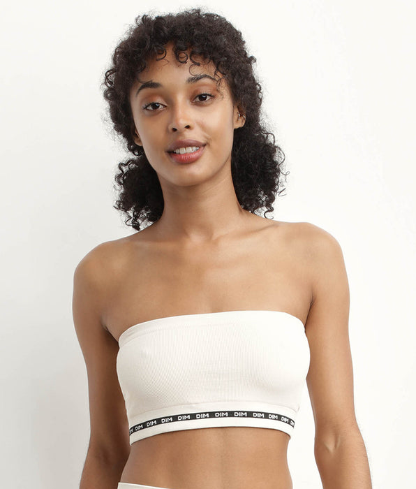 DIM Soutien-gorge bandeau en modal polyamide Beige sans armature Dim Icons Seamless