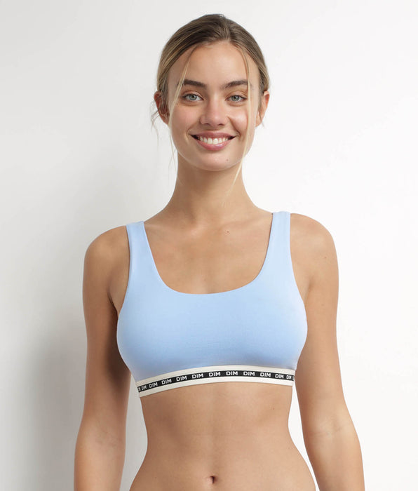 DIM Brassière femme en coton modal Bleu Azur Dim Icons Essentiel
