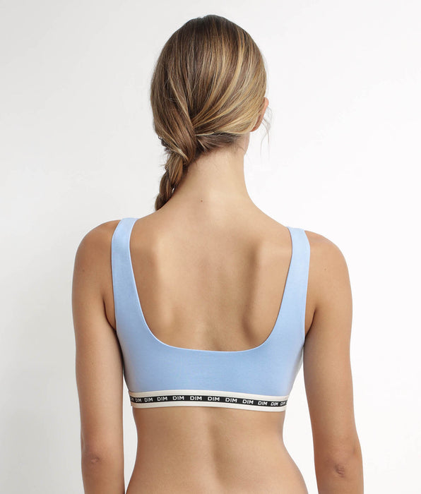DIM Brassière femme en coton modal Bleu Azur Dim Icons Essentiel