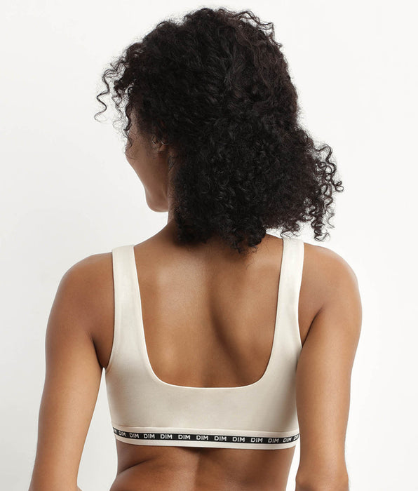 DIM Brassière crop top Beige sans armature en modal polyamide Dim Icons Seamless