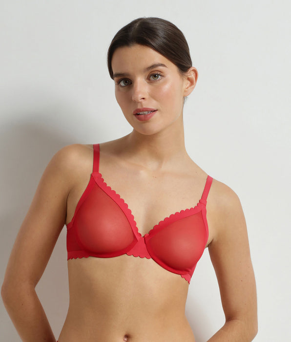 DIM Soutien-gorge corbeille en tulle Rouge Dim Body Touch Cheeky