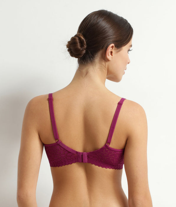 DIM Soutien-gorge sans armatures en dentelle florale fruits rouges Daily Dentelle