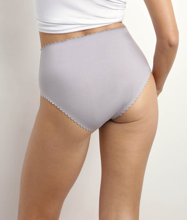 DIM Lot de 2 culottes hautes en coton stretch Blanc Gris Body Touch Easy