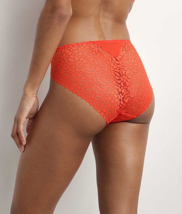 DIM Culotte en dentelle florale ajourée Rouge Feu Daily Dentelle