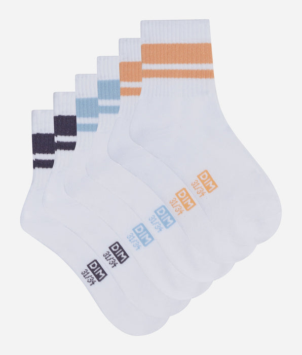 DIM Lot de 3 paires de socquettes enfant Bleu Peche Dim Sport