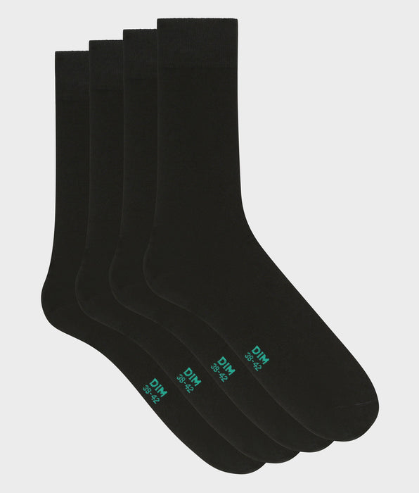 DIM Lot de 2 paires de chaussettes homme en coton bio Noir Dim Good