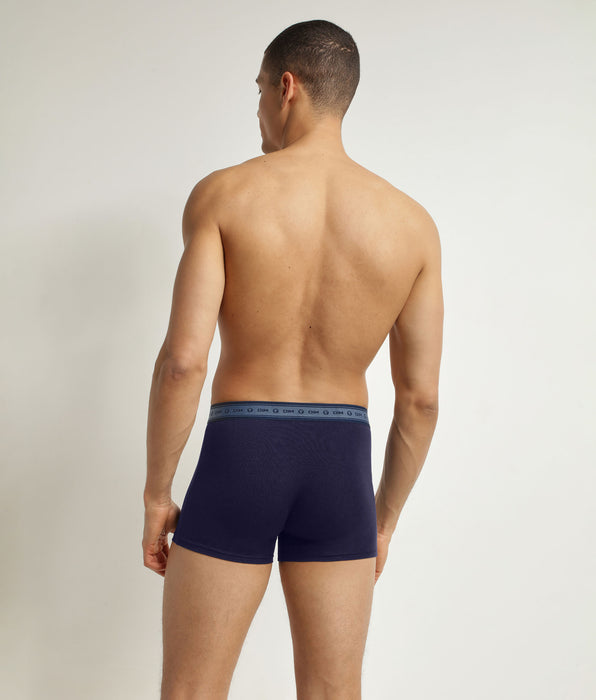 DIM Lot de 2 boxers homme en coton bio Rouge Bleu Dim Good