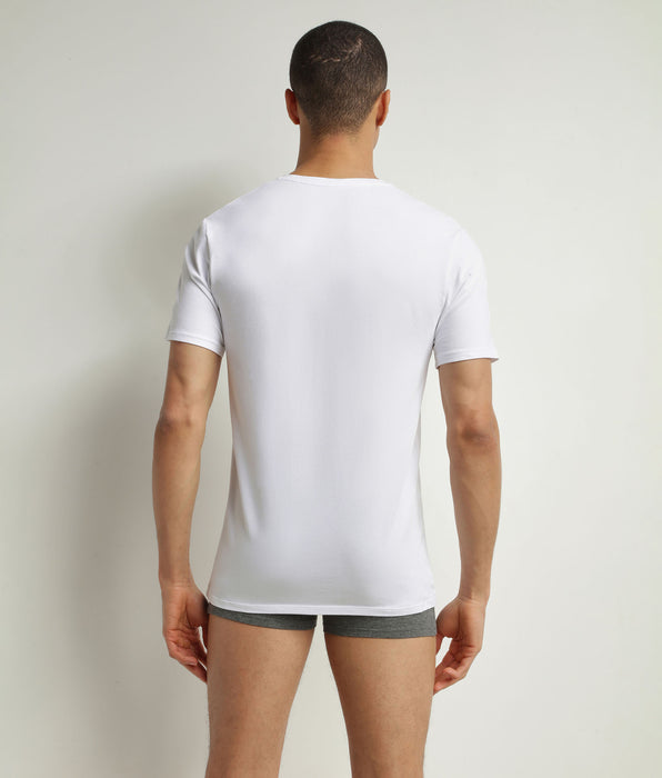 DIM Lot de 2 t-shirts homme en coton bio Blanc à col V Dim Good