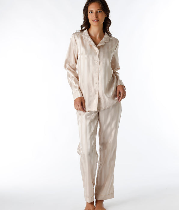 DIM Pyjama long ouvert en satin amande pour femme