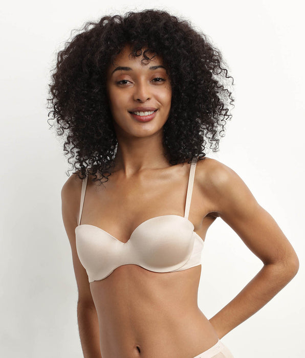 DIM Soutien-gorge bandeau à bretelles amovibles en microfibre nude Dim