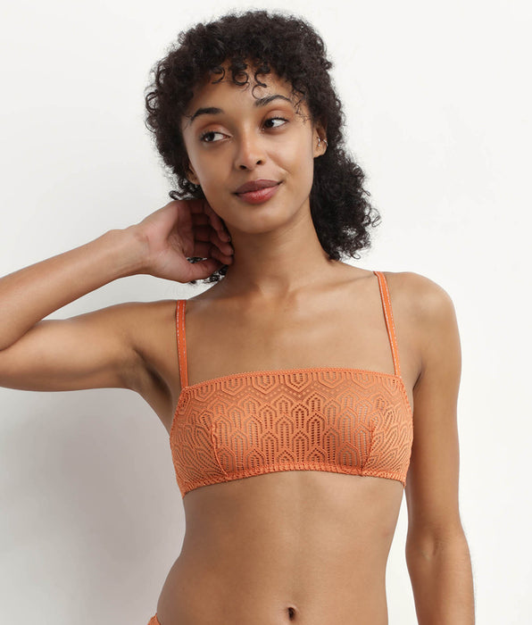 DIM Bralette sans armature en dentelle graphique Noisette Mod de Dim