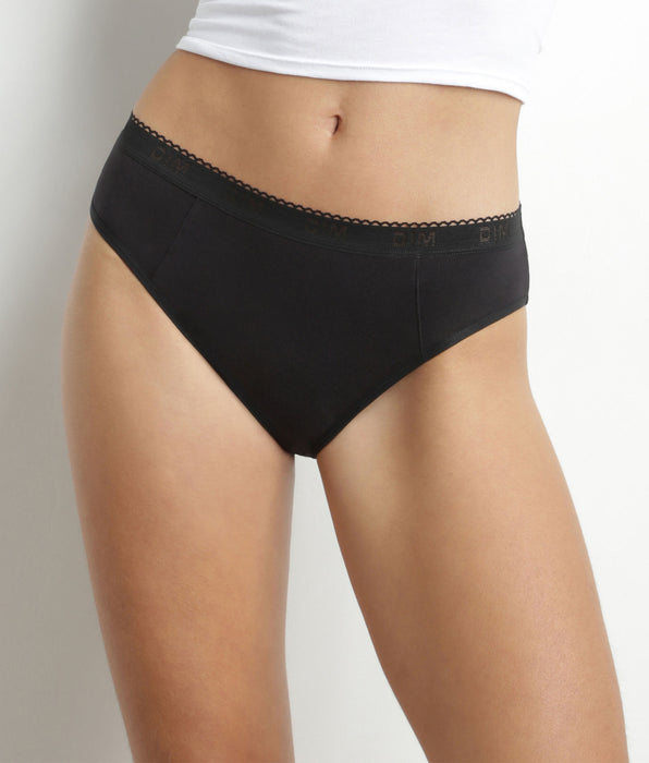 DIM Culotte de règles lavable en coton bio Noir Flux très abondant Dim Protect