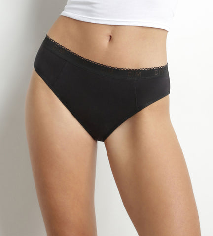 DIM Culotte de règles lavable en coton bio Noir Flux très abondant Dim Protect