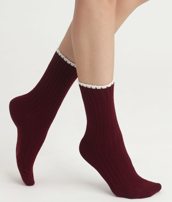 DIM Chaussettes femme Figue côtelées Bambou
