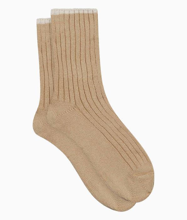 DIM Chaussettes femme en maille côtelée unie Beige Vanille Dim Bambou