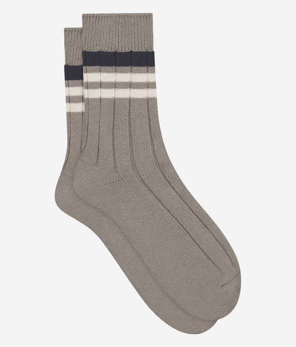 DIM Chaussettes homme en maille côtelée à rayures Gris Dim Bambou