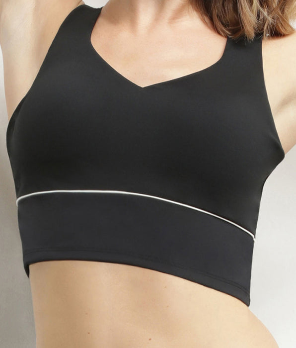 DIM Brassière longue en microfibre sculptante noire Dim Move