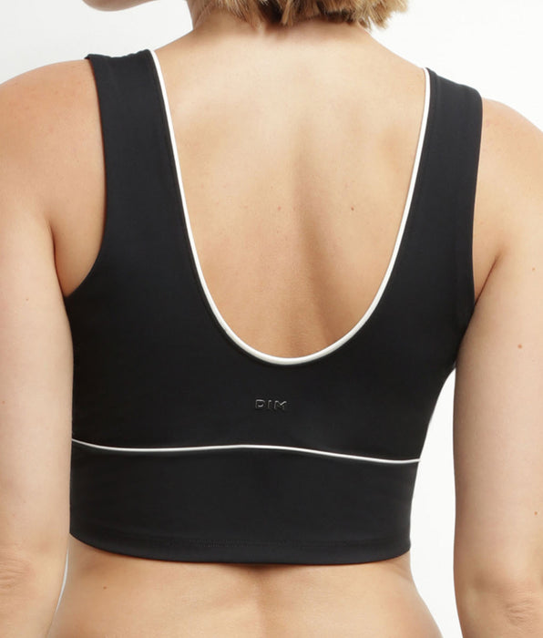 DIM Brassière longue en microfibre sculptante noire Dim Move