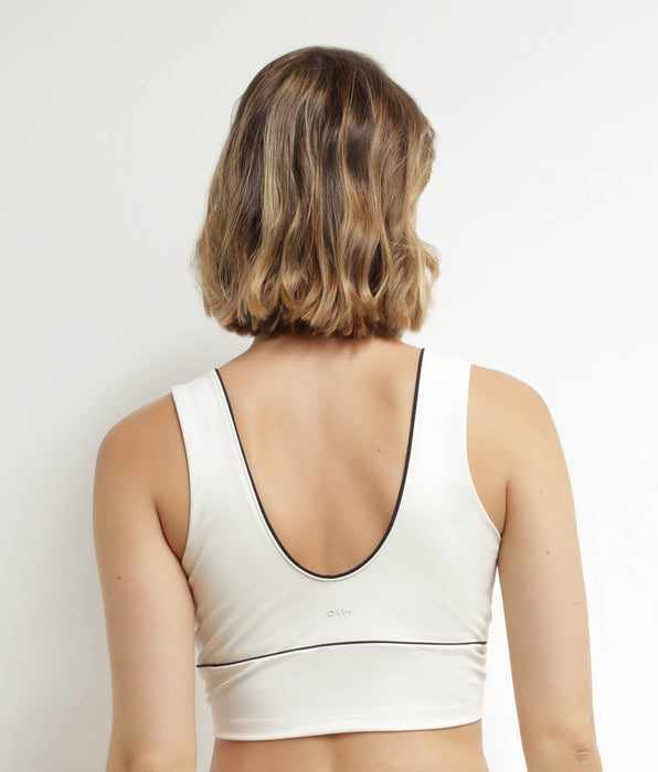 DIM Brassière longue en microfibre sculptante Écru Dim Move