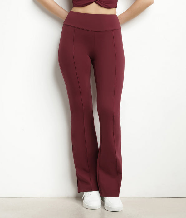 DIM Pantalon de sport évasé pour femme en jersey souple Bordeaux Dim Move