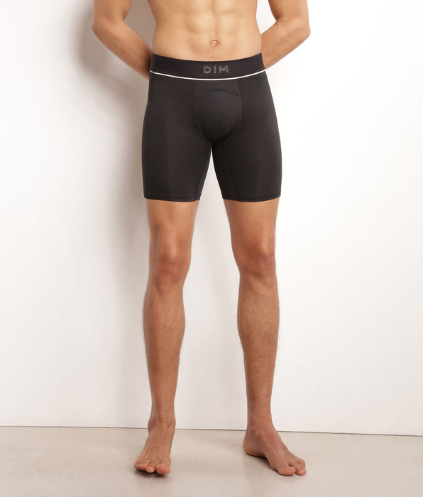 DIM Boxer long homme en microfibre et mesh Noir Dim Move