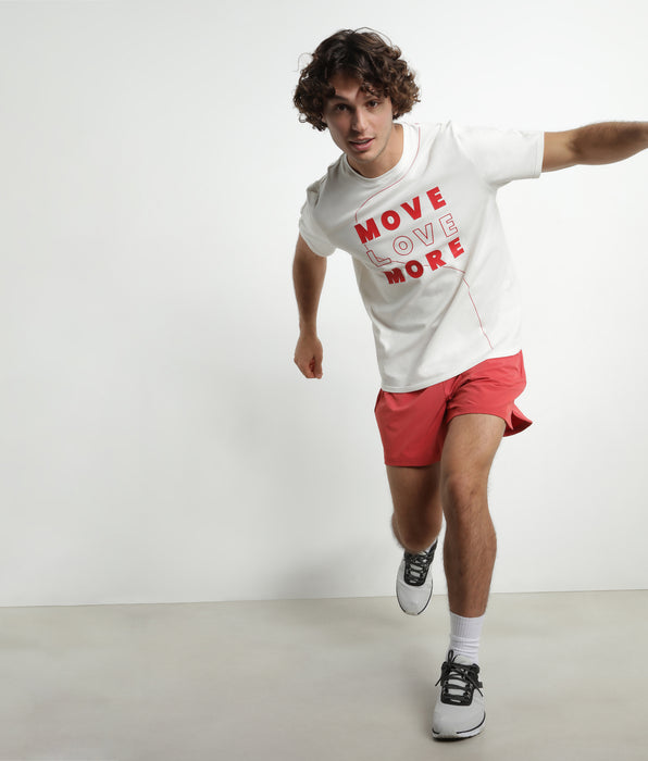 DIM Short de sport homme en matière aérée Rouge Dim Move