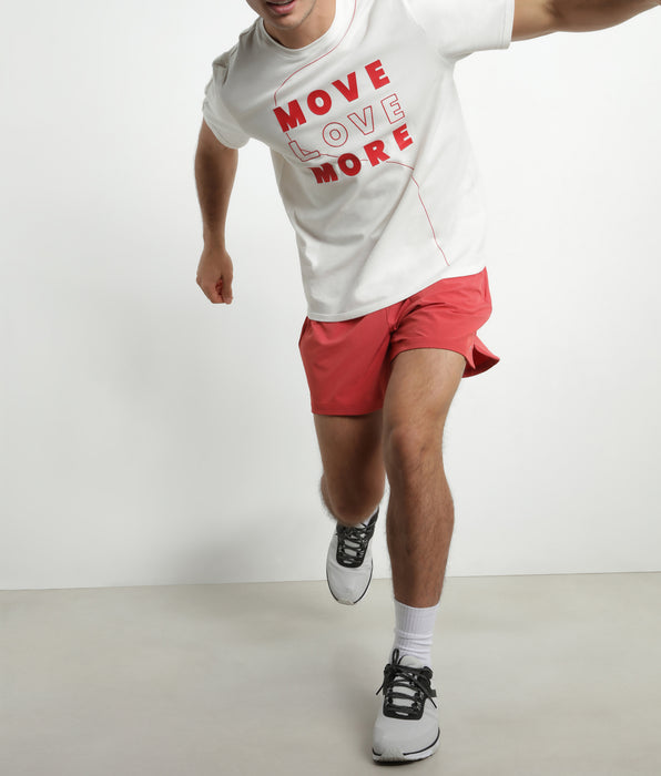 DIM Short de sport homme en matière aérée Rouge Dim Move
