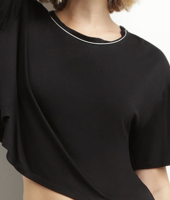 DIM T-shirt de sport femme en viscose noire avec dos ouvert Dim Move