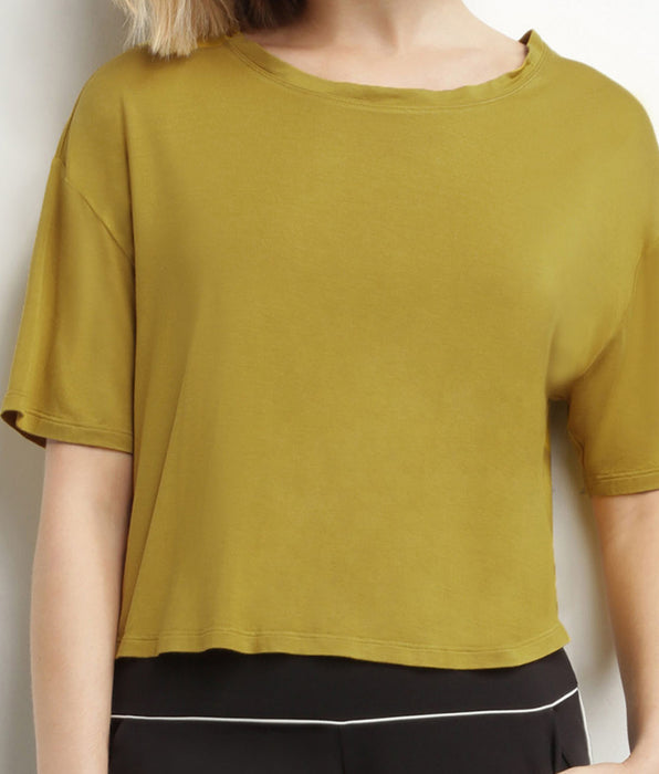 DIM T-shirt de sport femme en viscose vert olive avec dos ouvert Dim Move