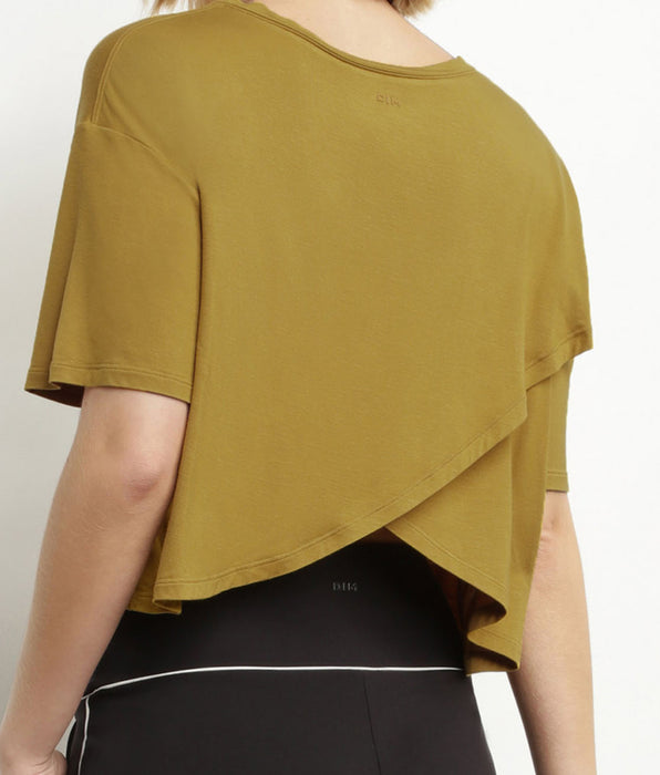 DIM T-shirt de sport femme en viscose vert olive avec dos ouvert Dim Move