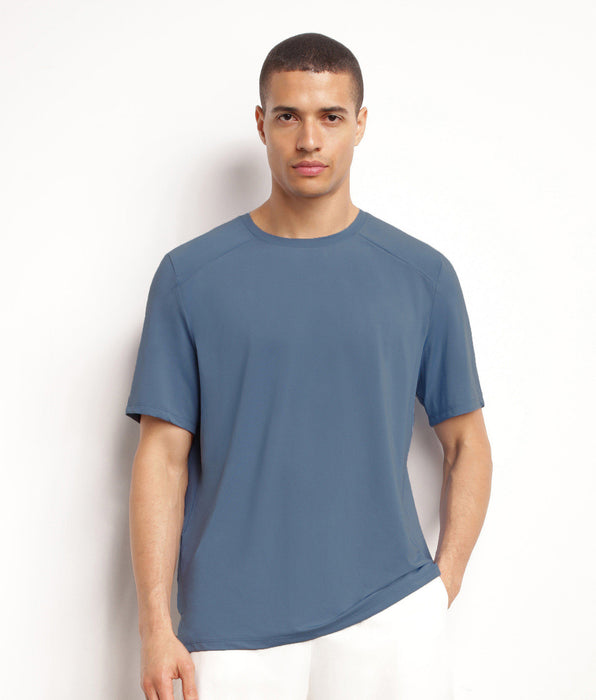 DIM T-shirt de sport homme en matière aérée Bleu Jean Dim Move