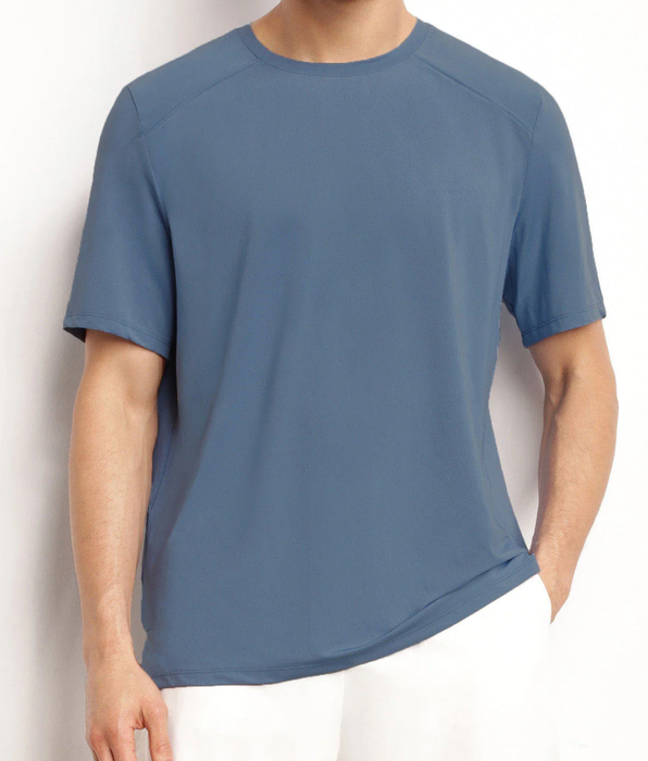 DIM T-shirt de sport homme en matière aérée Bleu Jean Dim Move