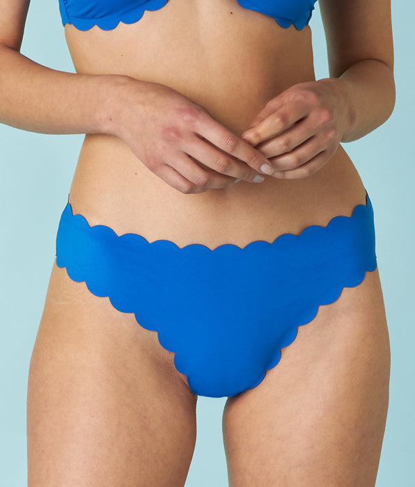 DIM Slip de bain brésilien Scallop en microfibre bleu électrique