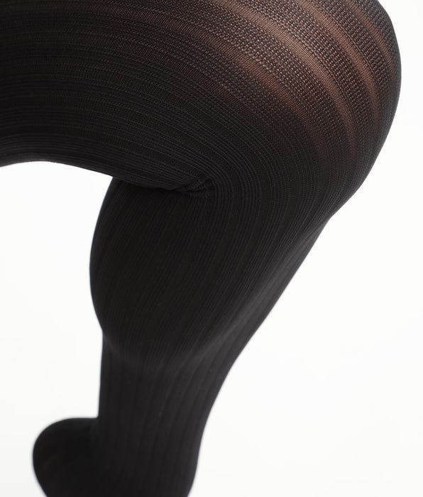 DIM Collant semi-opaque femme à côtes plates Noir Dim Style