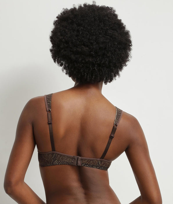 DIM Soutien-gorge foulard en tulle Chocolat et zébrures or Dim Generous