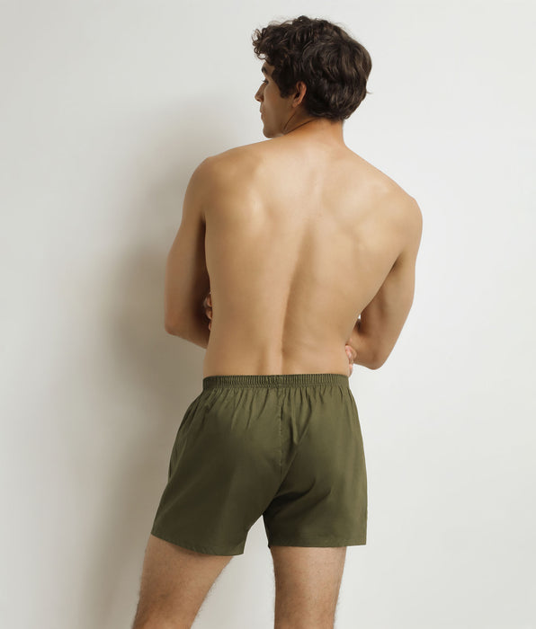 DIM Lot de 2 caleçons homme Beige rayé Vert Coton Stretch