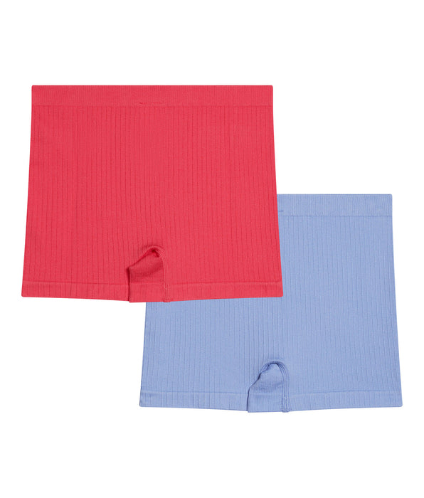 DIM Lot de 2 boxers fille microfibre Bleu Chardon et Rose Dim Sans Couture