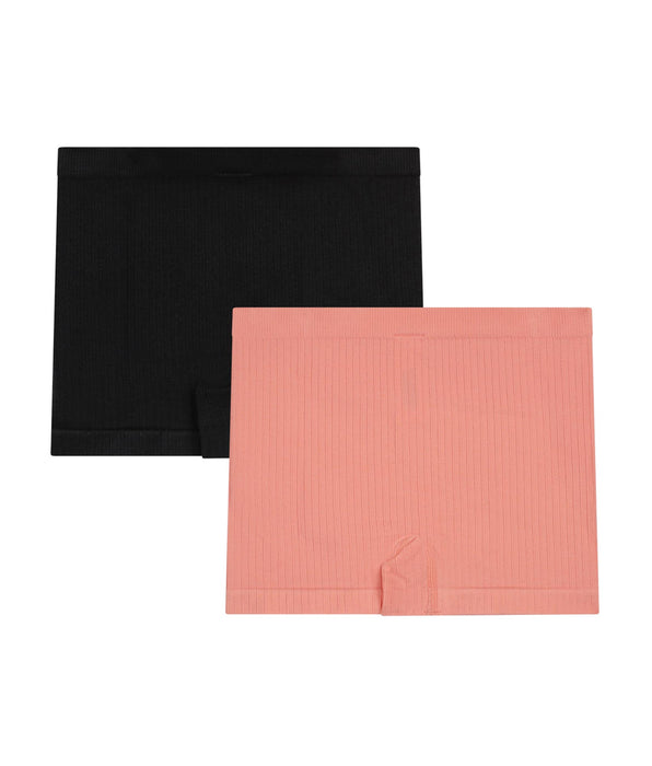 DIM Lot de 2 boxers fille sans couture microfibre Noir Corail Dim