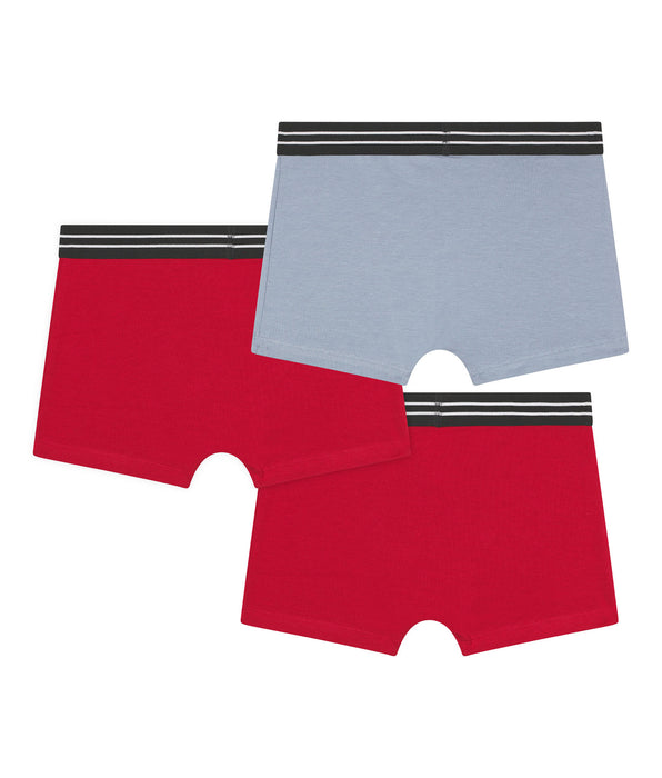 DIM Lot de 3 boxers garçon en coton stretch Rouge Bleu Ecodim