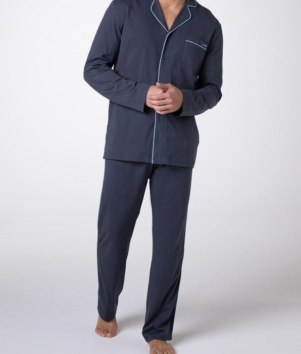 DIM Pyjama long ouvert en jersey de coton ardoise pour unisexe