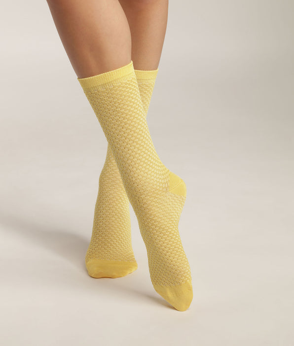 DIM Chaussettes femme en viscose Citron effet gaufré Dim Style