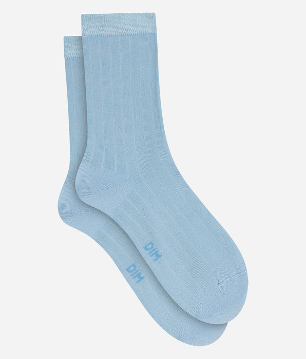 DIM Chaussettes femme côtelées en coton satiné Horizon Dim Mode