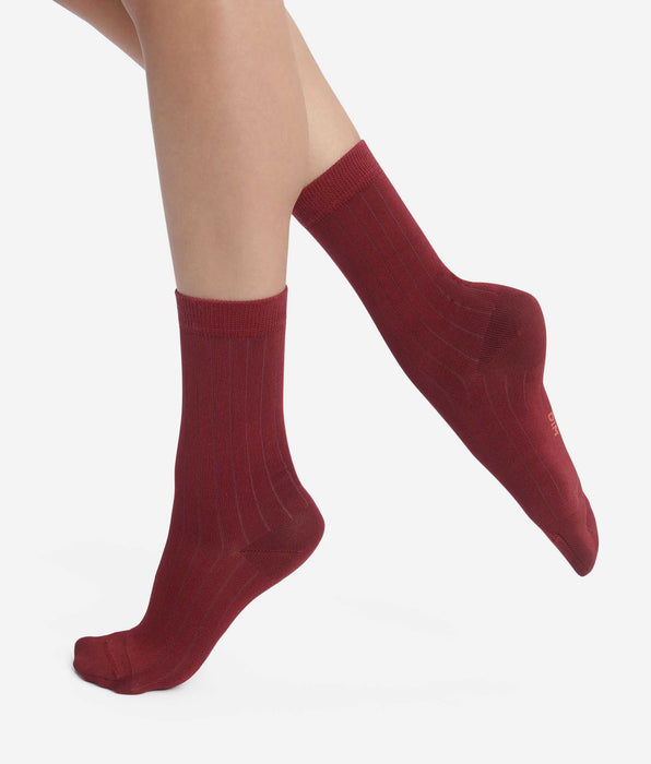 DIM Chaussettes femme côtelées en coton satiné Dahlia Dim Mode