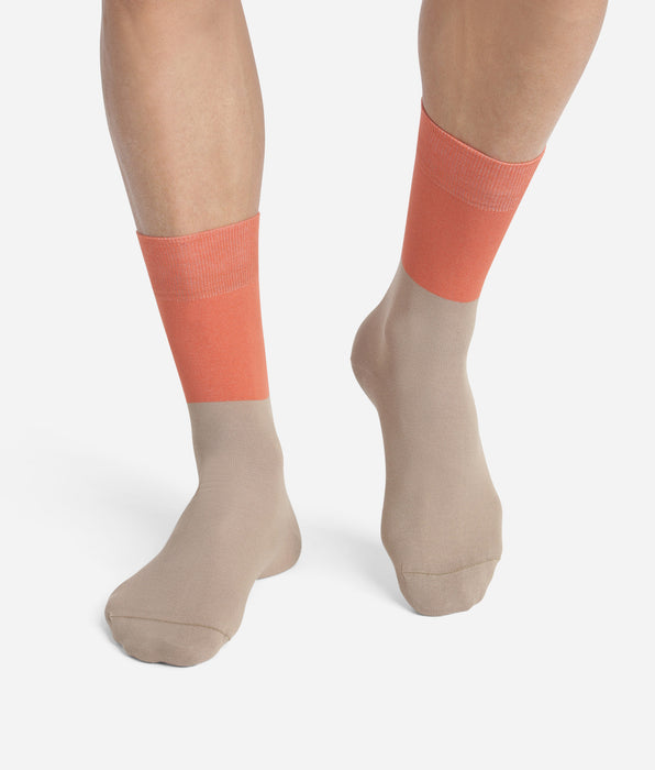 DIM Chaussettes homme en coton effet colorblock Praline Dim Mode