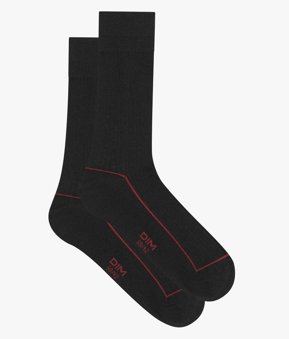 DIM Chaussettes homme en coton côtelé Noir à liseré coloré Dim Mode