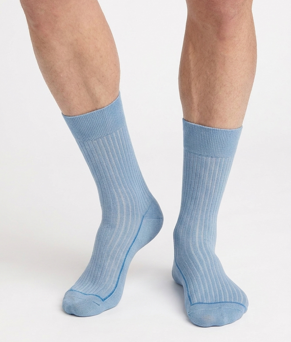 DIM Chaussettes homme coton Bleu Océan La Mode Côtelée