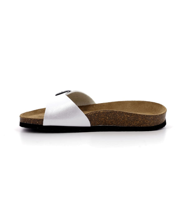 DIM Paire de mules blanche en cuir et liège